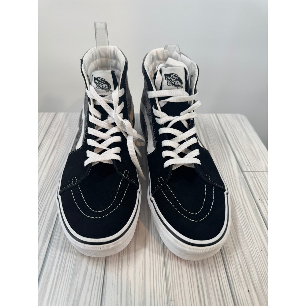 Vans Sk8-Hi Paisley Gray True White High Top Sneakers Skate Shoes Men's 11 - Picture 2 of 6